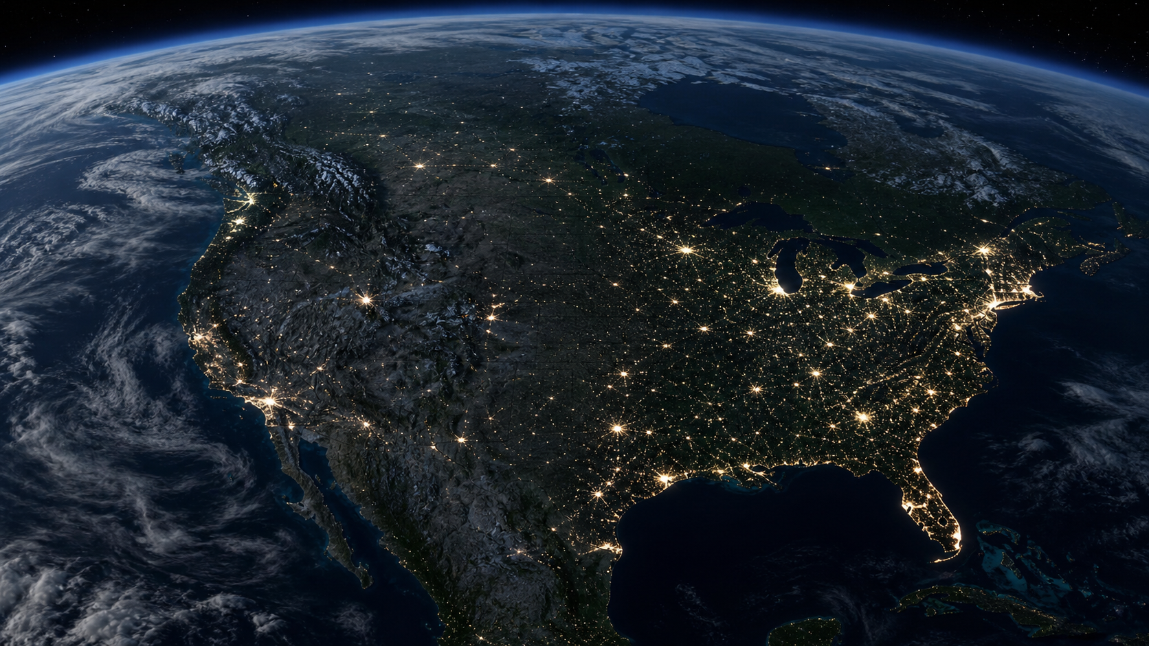 United States illuminated with a nationwide media network